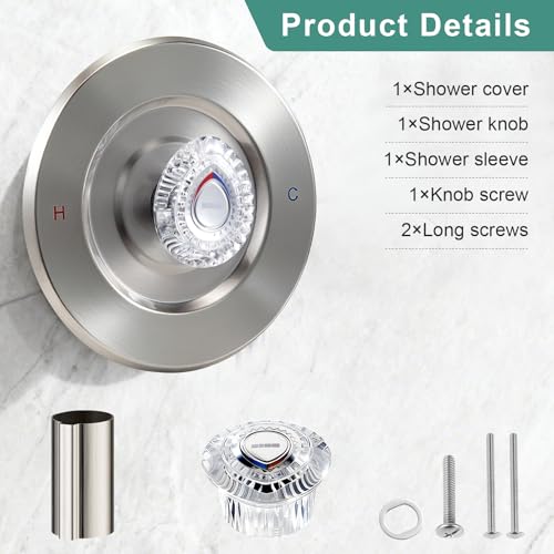 Image of T470 Shower Trim Kit, Compatible with Moen Chateau Shower Trim Kit, Single-Handle Tub /Shower Valve Trim, Includes Escutcheon, Tubes, Screws and Shower Handle (Brushed Nickel)