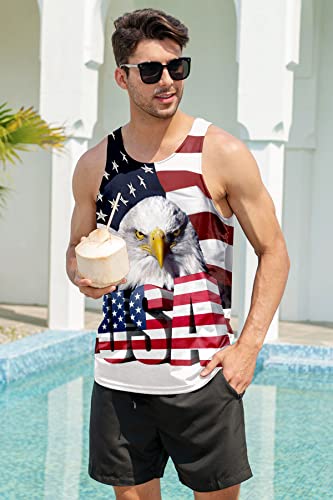 Goodstoworld Patriotic 3D Hawk Print Tank Top #TOP12