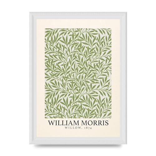 Lithobee - William Morris Willow 1874 - Printed Wall Art Design in Sizes A2, A3 & A4 Framed in a Stylish Quality Coloured Frame or Unframed (A4 White Ornate Frame)