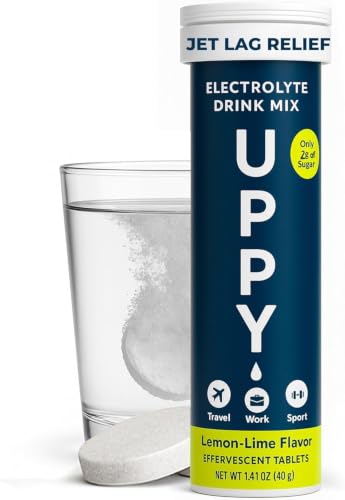 Uppy! Travel Electrolyte Tablets. Boost Hydration, Energy & Recovery Anywhere, ideal for Jet Lag , Lemon‑Lime with Ginger – 10 Tablets (1×10), Caffeine‑Free, Effervescent Travel & Sports Rehydration.