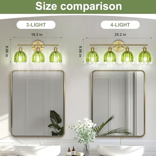 Image of Vintage Bathroom Light fixtures, Gold Vanity Lights, ETL Certified