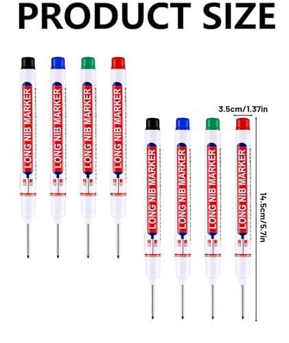 Image of Manthan 16 Pcs Marker Pen, Pen Pencil for Woodworking and Construction,Carpenter Tools Professional Set, Permanent Marker Pen with Long Nib, Industrial Tools for Deep Hole Marking