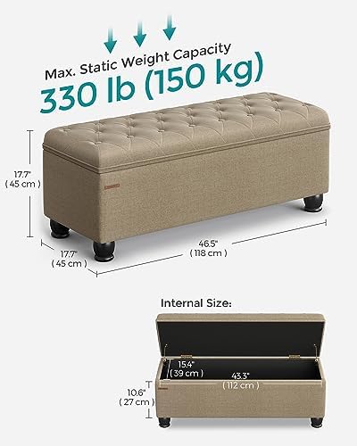 SONGMICS storage ottoman 330 lb capacity and storage detail