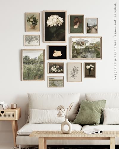 Hambient – Lot de 12 Feuilles Décoratives Murales Style Vintage Collage Moderne – Posters de Décoration Neutre pour Chambre, Salon, Bureau, Studio – SANS CADRES – vue 3