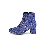 Material: Diese Damenstiefeletten sind mit Pailletten verziert und verleihen Ihrer Wintergarderobe einen Hauch von Glamour und Glanz. Die dicken High Heels sorgen für Stabilität und unterstreichen Ihren Stil, während das runde Zehendesign für Komfort und einen klassischen Look sorgt.