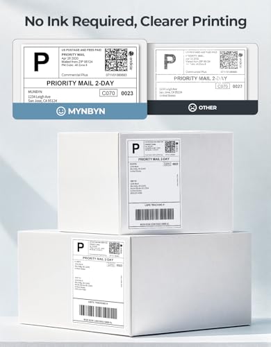 MUNBYN Bluetooth Etikettendrucker, Label Drucker 4x6, DHL Versandetiketten Drucker, Label Printer für Ebay, Etsy, Shopify, UPS, Bluetooth für iOS, Android, USB für Mac, Windows, Chromebook, 129, Blau