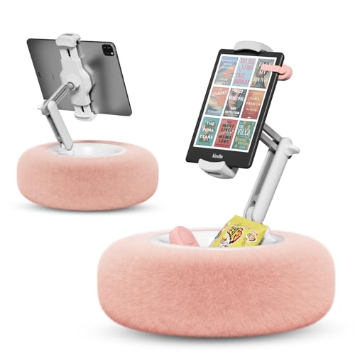SupeDesk Tablet Pillow Stand for Reading, Adjustable Tablet Pillow Stand for Lap with Detachable Bowl, Fits 4.7"-13" Kindle/Phones/Tablets, Watch Videos, Stream Media, Pink