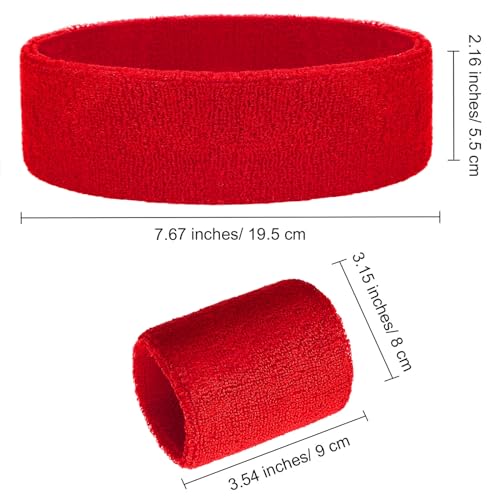 Image of Bememo 6 Pcs Neon Sports Sweatbands Set Sports Competitions Sweatbands 2 Headband 4 Wristbands Breathable Terry Cloth Athletic Bands for Team Soccer Spirit 80s Costumes Cosplay