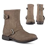 Twisted Amira Women's Ankle Boots, Zipper & Buckle, Low Heel Ladies Bootie Shoes, Mocha, Size 10