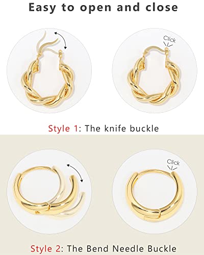 Adoyi Gold Hoop Earrings Set for Women Girls Trendy 14K Plated Gold Hoops Small Chunky - image 8