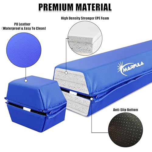 MARFULA 6 FT / 8 FT / 9 FT / 10 FT Folding Gymnastic Balance Beam for Kids with Carry Bag for Home and Club Use