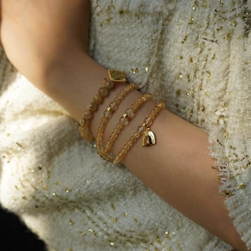 Image of Five Elements 18K Gold Vermeil 3 Layered Crystal Gemstone Beads Bracelet & Necklace for women Solid 925 Sterling Silver 18K Gold or White Gold Plated jewelry