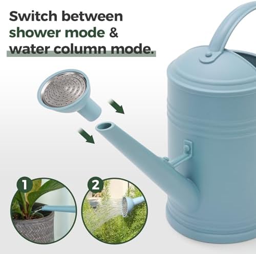T4U 2L Plastic Watering Can Outdoor with Long Spout, Fine Mist Plant Mister Spray Bottle for House Plants, Modern Sprayer Bottle for Indoor Plants Garden Flowers (Blue)