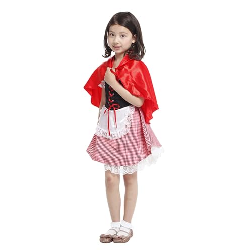 MaNMaNing Disfraz de carnaval para niños con Caperucita Roja, disfraz para carnaval, fiestas y juegos de rol, ropa para niños, rojo, XL