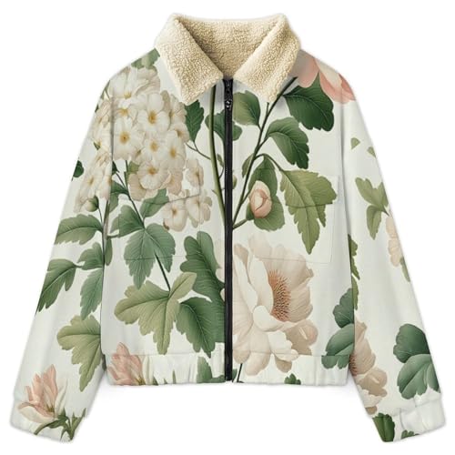 Chaqueta informal de mujer para invierno con estampado de hojas 3