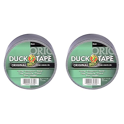 Duck Tape Original Black, 50 mm x 25 m. The original high strength waterproof gaffer and duct adhesive cloth repair tape (Pack of 2)