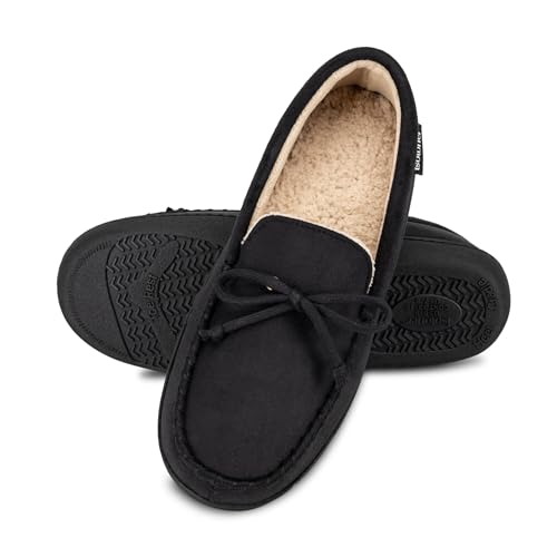 Image of isotoner Men's Slip-on Indoor /Outdoor Microsuede Memory Foam Comfort Moccasin Slippers