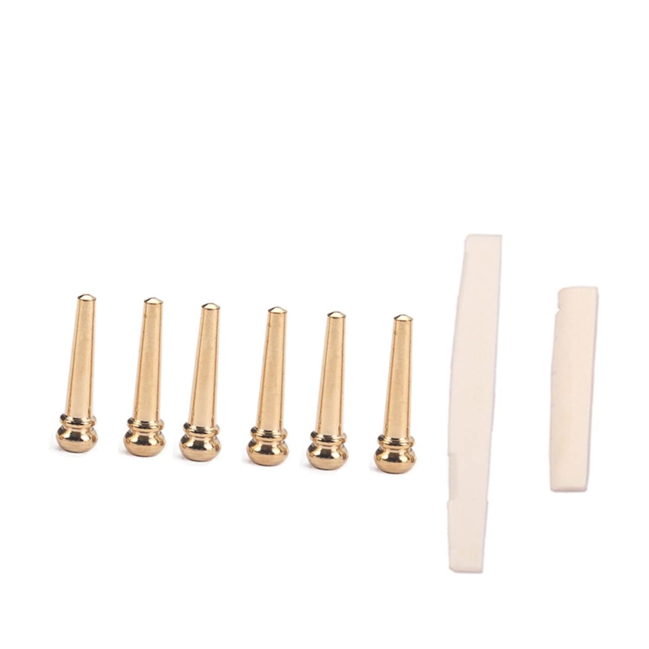 ifundom Folk Acoustic Guitar Bridge Parts Brass Saddle Nut Set Bovine Bone Guitar Saddle Nut
