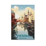 Wien Österreich, Vintage-Reise-Kunstposter, Leinwand, 