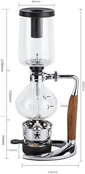 Luoxun-LX Cafetera con sifón, olla con sifón de vidrio de 600 ml, cafetera al vacío con sifón de mesa, 5 tazas2