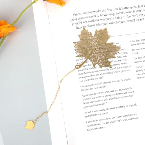 Image of 4 Pcs Metal Bookmarks with Chain, Golden Floral Cutout, Vintage Page Markers for Books, Journals, Notebooks, Ideal Gift for Book Lovers, Students, Office Staff