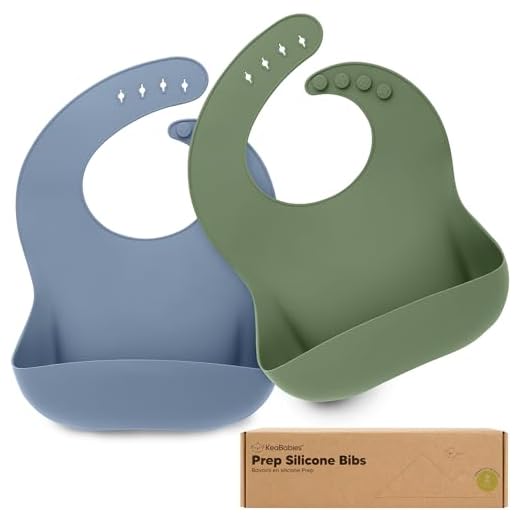 KeaBabies 2-Pack Silicone Bibs for Babies, Toddlers Girl, Boy – Sturdy Food-Grade Baby Bibs for Eating, Large Food Catcher, Clean & Put On Easily, Waterproof Toddler Feeding Essentials (Slate)