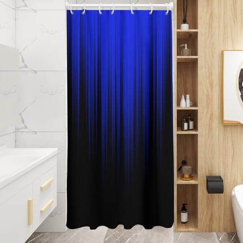 Image of AAtter Blue Shower Curtain Black Abstract Dark Royal Modern Horror Cool Anime Men Boys Art Funny Goth Gothic Stall Small Half Narrow Home Bathroom Decor Bathtub Set with 7 Hooks, 36x72 Inch, Gradient