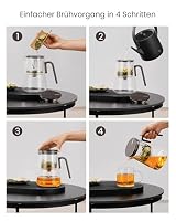 ZENS Magic Teekanne Glas mit Sieb, 1000ml Magnet Losen Tea Maker, Schwarz – Ansicht 7