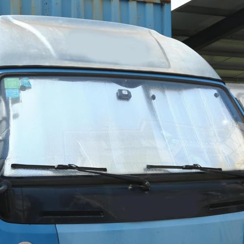 Parasol para ventana delantera de camión adaptado para mitigar el sofoco de conductores 3