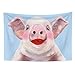 YongFoto 100x70cm Cartoon Tier Zeichnungs Wandteppich, Niedliche rosa Schwein Wandteppiche Roter Mund Kurzes Haar Hellblauer Hintergrund Wandteppich für Kinderzimmer Dekor Sofabezug Teppich