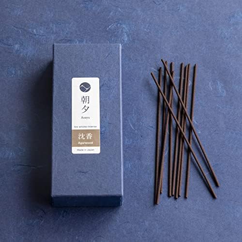 Asayu Japanese Low Smoke Incense Sticks Agarwood Scent (40gr), Made in Japan Quality, Natural Material (Agarwood 40gr)