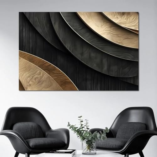 Affiches Pop Art de luxe abstraites noir et or 70x100cm pour décoration intérieure