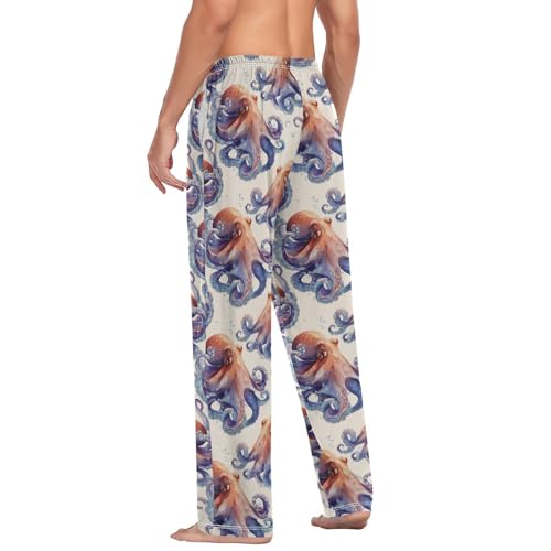 Aflyko Ocean Men's Pajama Pants Sea Octopus Vintage Pjs Sleepwear Bottoms3
