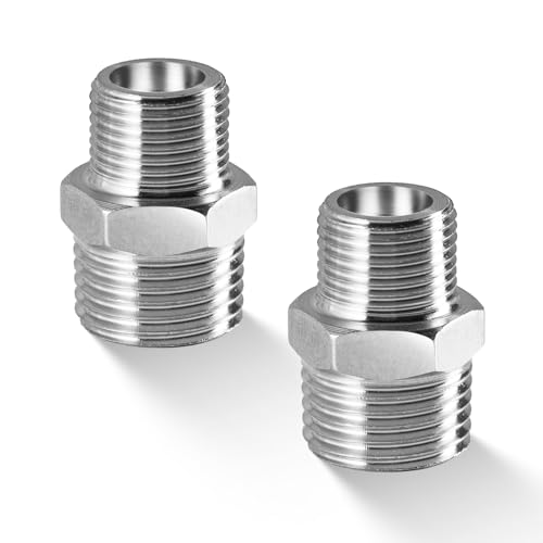 Lot de 2 connecteurs de tuyau de douche, adaptateurs de tuyau de douche en acier inoxydable, raccord de tuyau mâle fileté, accessoires pour remplacement de salle de bain