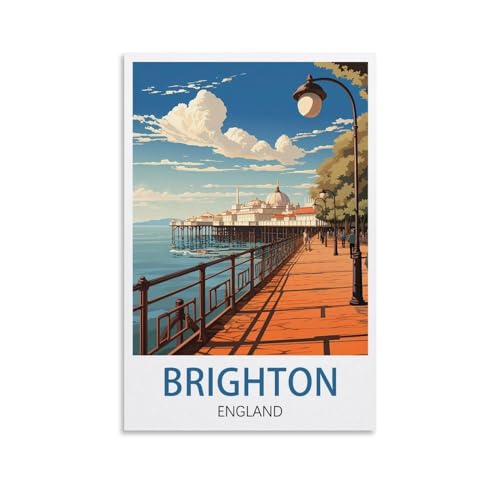 LICHNWW Brighton England Vintage Travel Posters 16x24inch(40x60cm) Canvas Print for Living Room, Bedroom, Dorm, Home, Office Wall Decoration