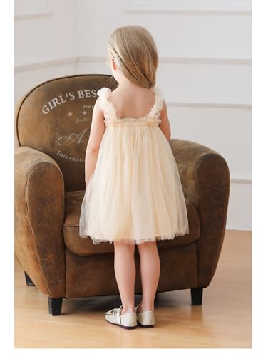 Miipat Baby Girl Tulle Dress Sleeveless Toddler Birthday Party Dress Floral Sundress with Headband4