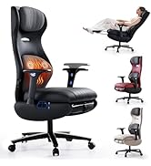 Emiah Sedia Ufficio Ergonomica Con Poggiapiedi | Reclinabile Con Braccioli 3D E Poggiatesta 4D | Seduta In Pelle PU Con Supporto Lombare | Per Gaming E Lavoro (Beige)