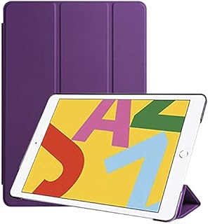 Babilden Apple iPad Tablet ile Uyumlu Tablet Kılıfı Smart Cover Uyku Modlu Standlı Arkası Sert Şeffaf Kapak (Mor, iPad 9.Nesil 10.2/10.5)