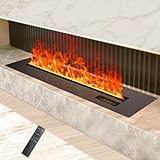 3D Water Vapor Fireplace Smart Electric Flame Decoration Steam Fireplace Humidifier W/Tap Water for Office, Home, Hotel,Restaurant(Single,31.5
