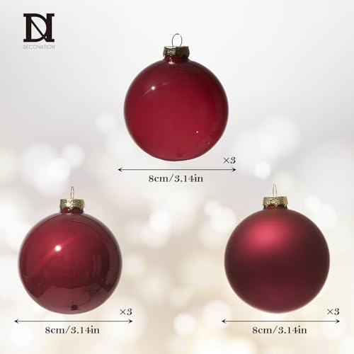 DN DECONATION Weihnachtskugeln Set 9 rosaroten Christbaumkugeln aus Glas – Ansicht 3