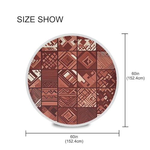 Nappe de table ronde bohème 152 cm marron à texture régulière en dentelle