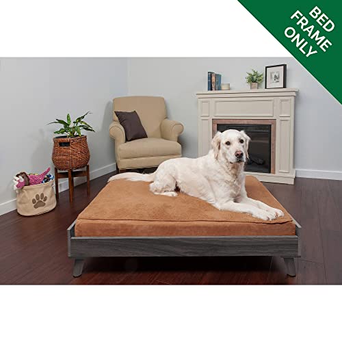 Image of Furhaven Elevated Dog Bed Frame for 40 inch x 32 inch XL Dog Beds, Easy Assembly - Mid-Century Modern Bed Frame - Gray Wash, Jumbo /XL