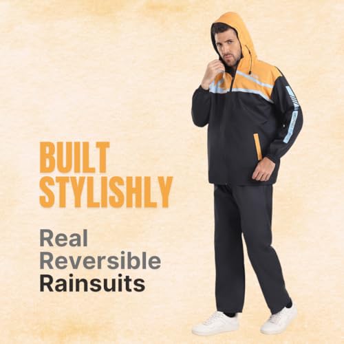 Image of Citizen Hooded Raincoat for Men Women Waterproof for Bike Riders HT Micro TPU Fabric Lightweight Stylish Sealed Hood, Large Pockets, Heavy-Duty Zippers Rainwear with Carry Pouch-CR018