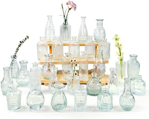 Lot De 30 Vases à Fleurs Roses En Verre - Petits Vases Décoratifs, Style Art Déco, Intérieur