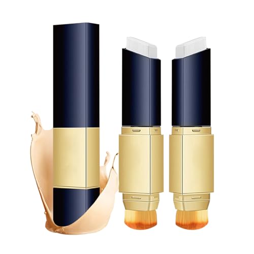 Lot de 2 bâtons de fond de teint imperméables 2 en 1, avec pinceau - Stick de fond de teint blanc - Pour couvrir les taches du visage - Bâton de maquillage lisse et durable spécifique au correcteur