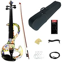 Kinglos 4/4 Green Colored Solid Wood Intermediate-A Electric/Silent Violin Kit with Ebony Fittings Full Size DSZA1101