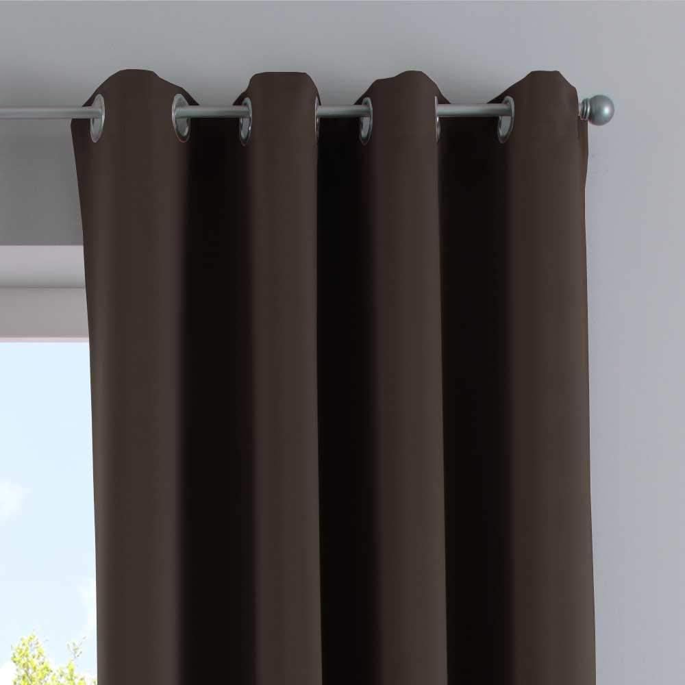 Gardinenbox Newyork 201920600 Opaque Curtain Brown H x W 160 x 140 cm Pack of 1 Thermal Blackout Curtain Blackout Eyelets Sound-Absorbing Oeko-Tex UV Protection Tiebacks