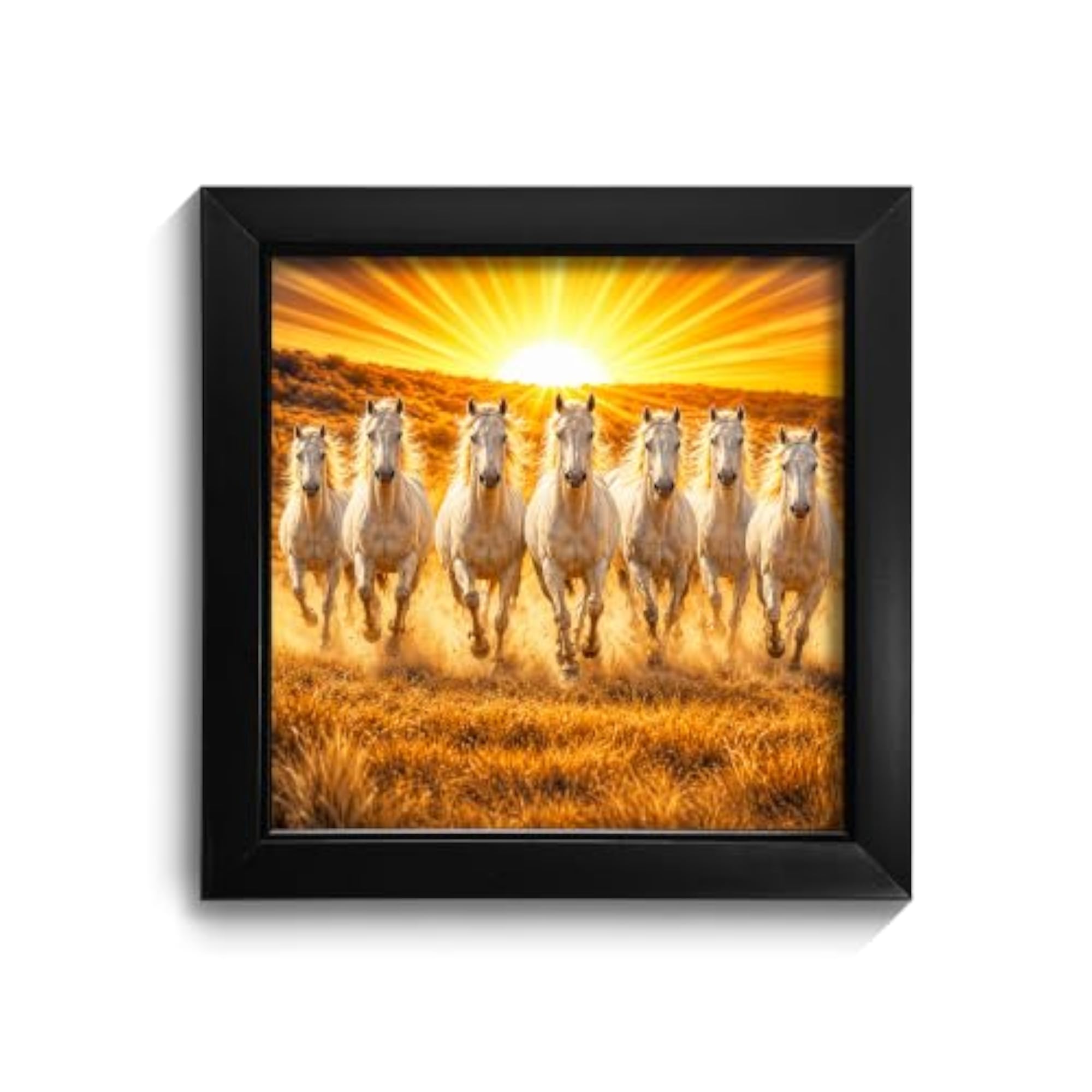 Seven White Horses Rising Sun Vastu Wall Frame