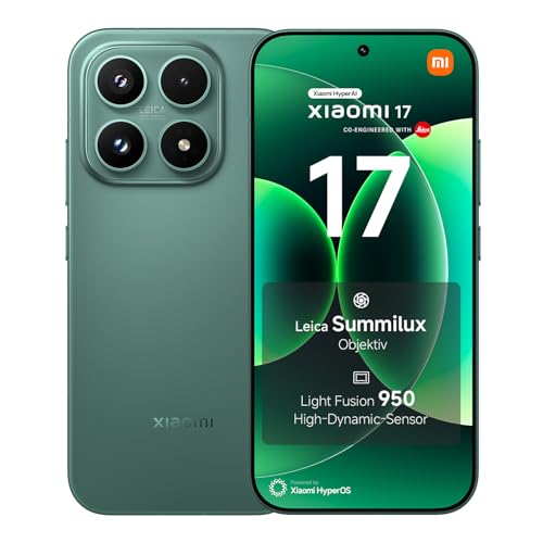 Bild zu XIAOMI 17 Smartphone, 12GB RAM + 512GB Speicher, Leica Summilux Optik, Light Fusion 950 Bildsensor, 6330mAh Akku, HyperAI, Venture Grün, 3 Jahre Garantie