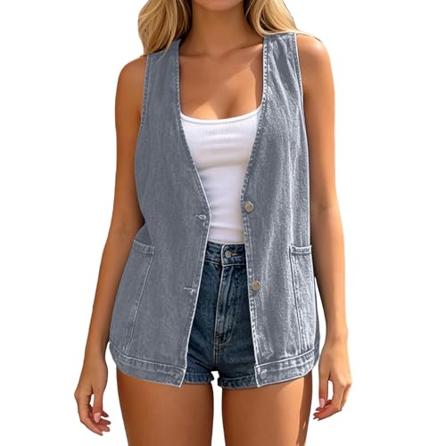 Chaleco vaquero de gran tamaño y chaqueta informal de moda para mujer
